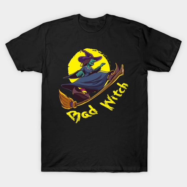 Bad Witch  Design for a Witch riding a broom T-Shirt by alpmedia